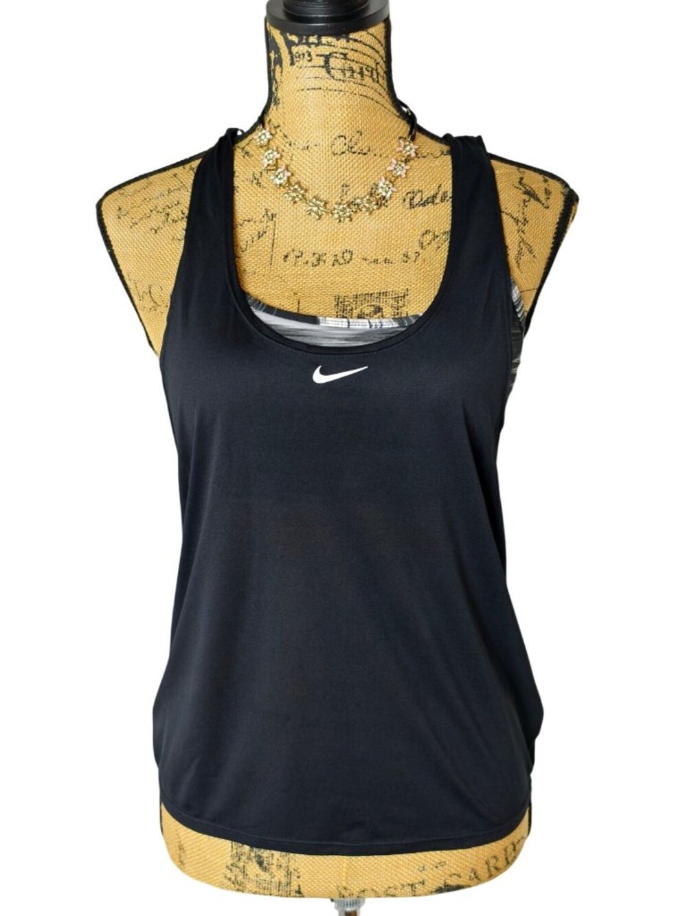Nike Womens Swim S Tankini Swim Top Black Dri-Fit Shelf Bra Crisscross Back NEW